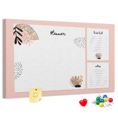 Tablica korkowa z nadrukiem Stylowy planner z roślinnymi akcentami