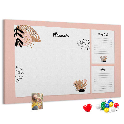 Tablica korkowa z nadrukiem Stylowy planner z roślinnymi akcentami
