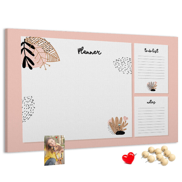 Tablica korkowa z nadrukiem Stylowy planner z roślinnymi akcentami