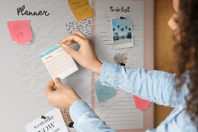 Tablica korkowa z nadrukiem Stylowy planner z roślinnymi akcentami