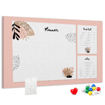 Tablica korkowa z nadrukiem Stylowy planner z roślinnymi akcentami