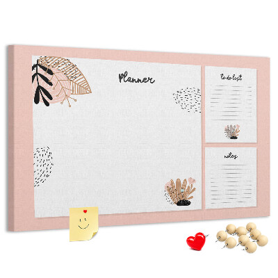 Tablica korkowa z nadrukiem Stylowy planner z roślinnymi akcentami