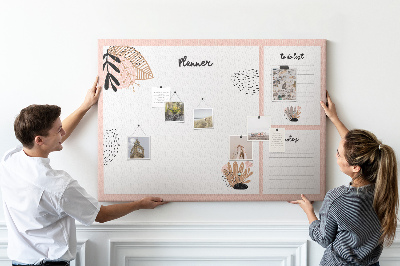 Tablica korkowa z nadrukiem Stylowy planner z roślinnymi akcentami