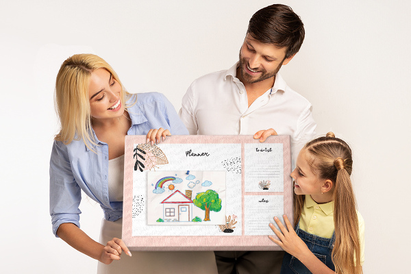 Tablica korkowa z nadrukiem Stylowy planner z roślinnymi akcentami