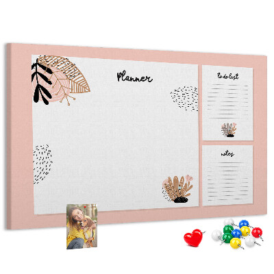 Tablica korkowa z nadrukiem Stylowy planner z roślinnymi akcentami