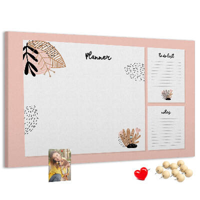 Tablica korkowa z nadrukiem Stylowy planner z roślinnymi akcentami