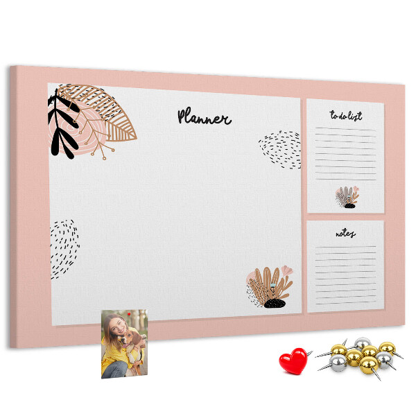 Tablica korkowa z nadrukiem Stylowy planner z roślinnymi akcentami
