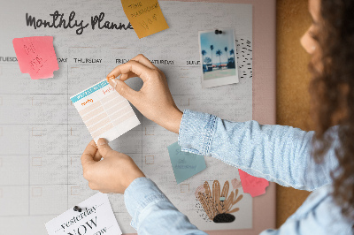Tablica korkowa Stylowy planner miesięczny z roślinnymi akcentami