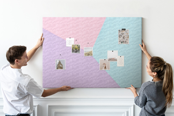 Tablica korkowa ozdobna Geometria pastelowych kształtów w kolorach.