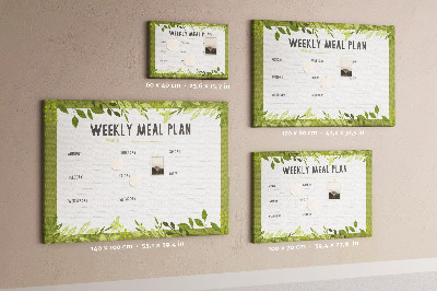 Tablica korkowa Zielony plan posiłków z liśćmi