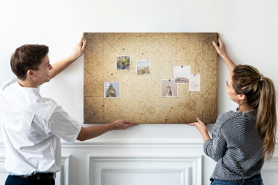 Tablica korkowa z nadrukiem Starożytna mapa z oznaczeniami punktów