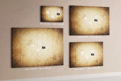 Tablica korkowa z nadrukiem Starożytna mapa z oznaczeniami punktów