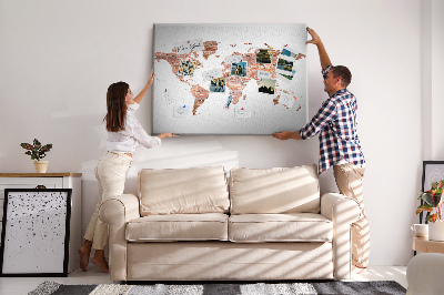 Tablica korkowa ozdobna Światowa mapa w stylu cegły