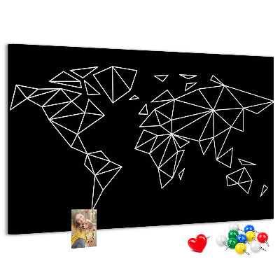 Tablica korkowa z nadrukiem Geometria świata w białych konturach