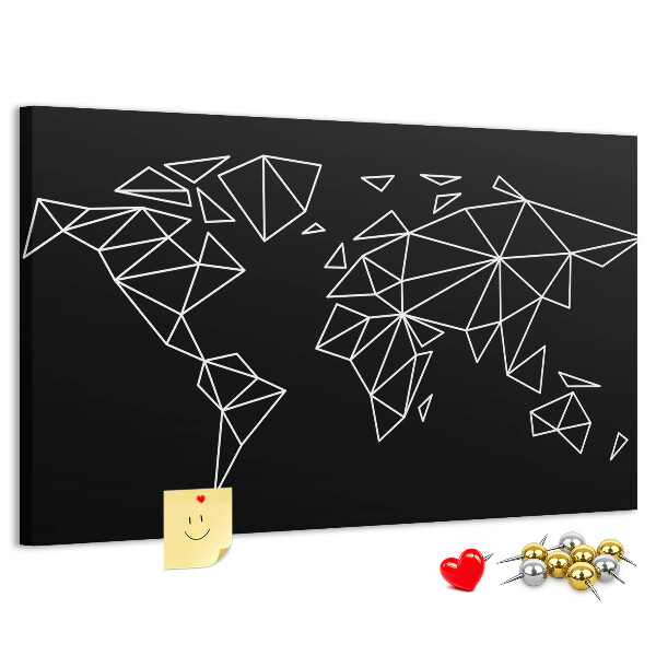 Tablica korkowa z nadrukiem Geometria świata w białych konturach