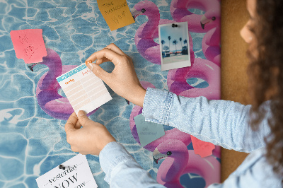 Tablica korkowa ozdobna Różowe flamingi na tle niebieskiej wody