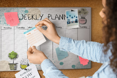 Tablica korkowa z nadrukiem Kolorowy plan tygodnia z roślinami
