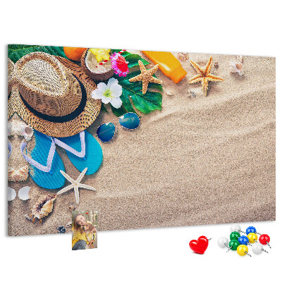 Tablica korkowa Letnie wspomnienia na plaży z akcesoriami