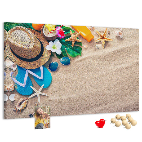 Tablica korkowa Letnie wspomnienia na plaży z akcesoriami