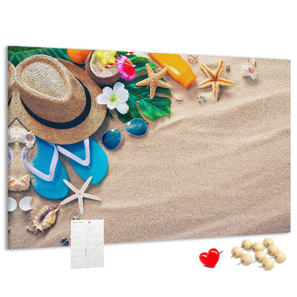 Tablica korkowa Letnie wspomnienia na plaży z akcesoriami