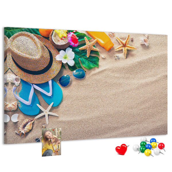 Tablica korkowa Letnie wspomnienia na plaży z akcesoriami