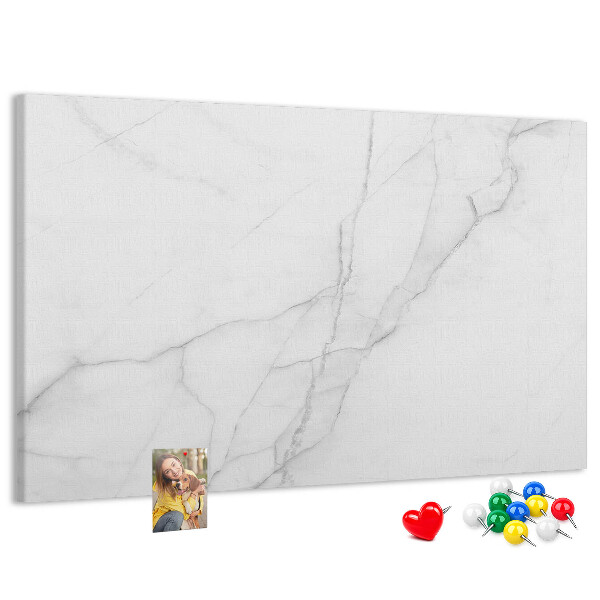 Tablica korkowa ozdobna Elegancki marmurowy wzór w odcieniach bieli.