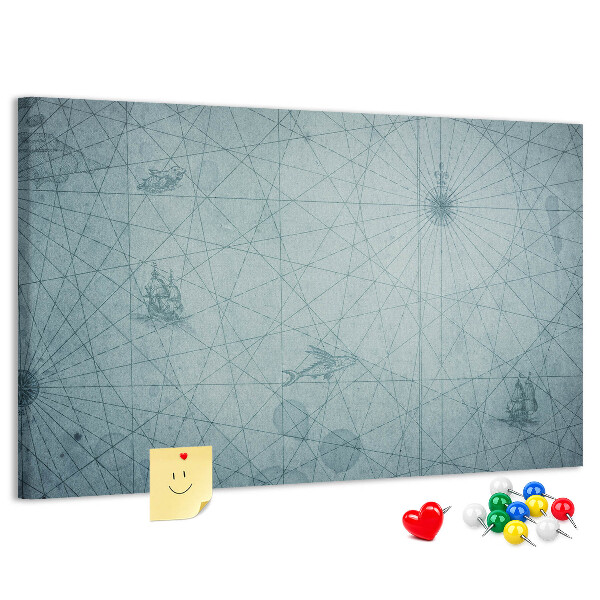 Tablica korkowa Starożytna mapa z geometrycznymi wzorami