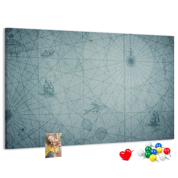 Tablica korkowa Starożytna mapa z geometrycznymi wzorami