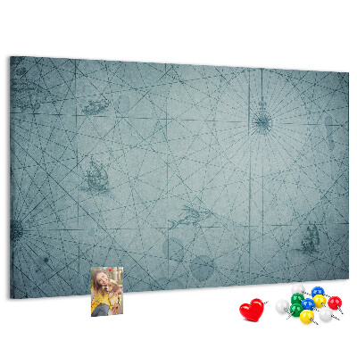 Tablica korkowa Starożytna mapa z geometrycznymi wzorami