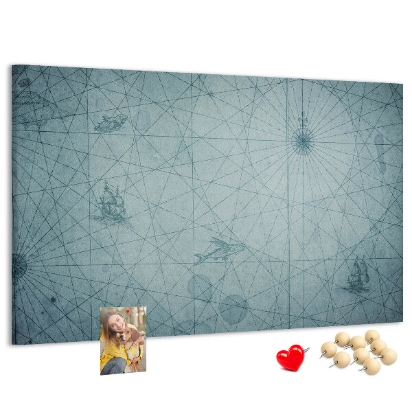 Tablica korkowa Starożytna mapa z geometrycznymi wzorami