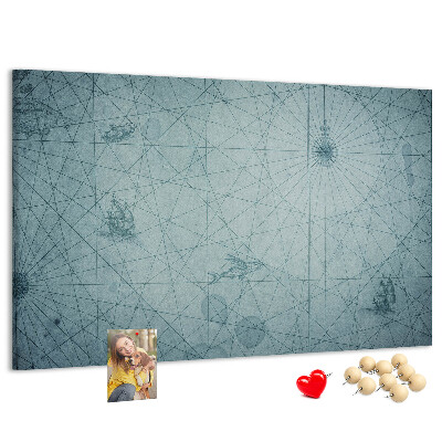 Tablica korkowa Starożytna mapa z geometrycznymi wzorami