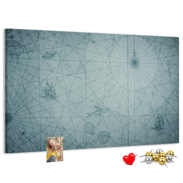 Tablica korkowa Starożytna mapa z geometrycznymi wzorami