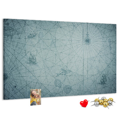 Tablica korkowa Starożytna mapa z geometrycznymi wzorami