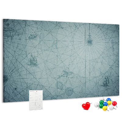 Tablica korkowa Starożytna mapa z geometrycznymi wzorami