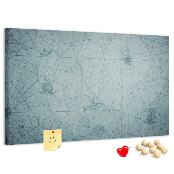 Tablica korkowa Starożytna mapa z geometrycznymi wzorami