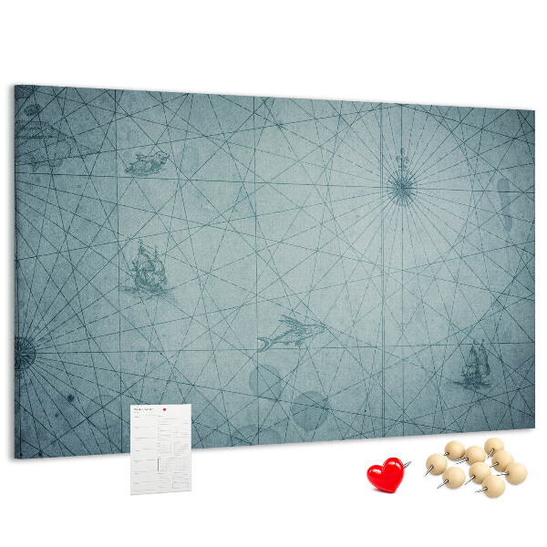 Tablica korkowa Starożytna mapa z geometrycznymi wzorami