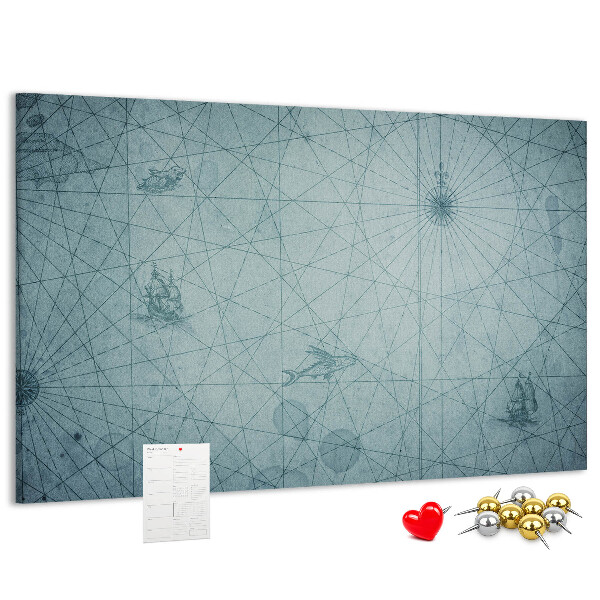 Tablica korkowa Starożytna mapa z geometrycznymi wzorami