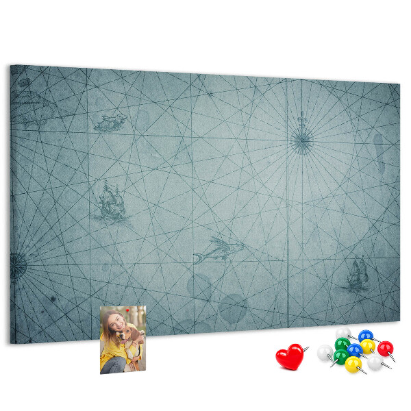 Tablica korkowa Starożytna mapa z geometrycznymi wzorami