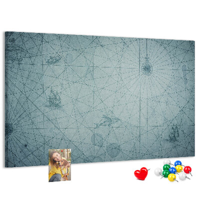 Tablica korkowa Starożytna mapa z geometrycznymi wzorami