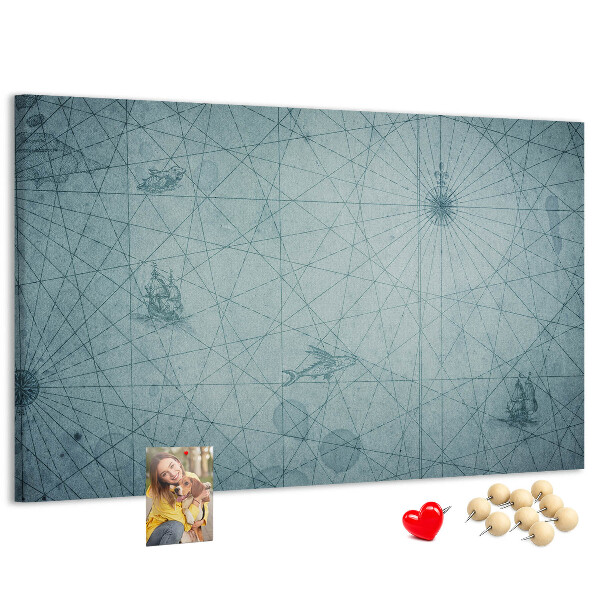Tablica korkowa Starożytna mapa z geometrycznymi wzorami