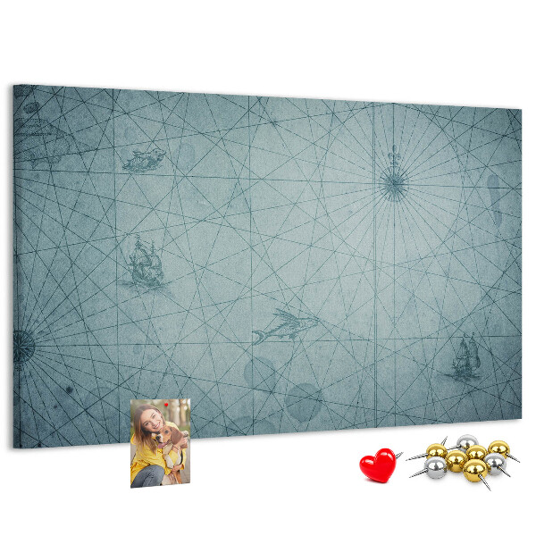 Tablica korkowa Starożytna mapa z geometrycznymi wzorami