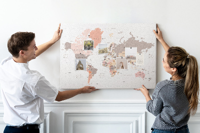 Tablica korkowa ozdobna Mapa świata w stonowanej kolorystyce