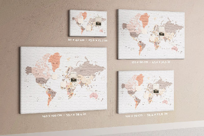 Tablica korkowa ozdobna Mapa świata w stonowanej kolorystyce