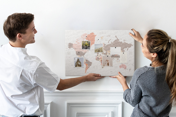 Tablica korkowa ozdobna Mapa świata w stonowanej kolorystyce
