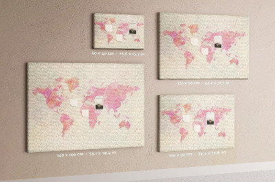 Tablica korkowa z nadrukiem Pastelowa mapa świata w akwarelowym stylu