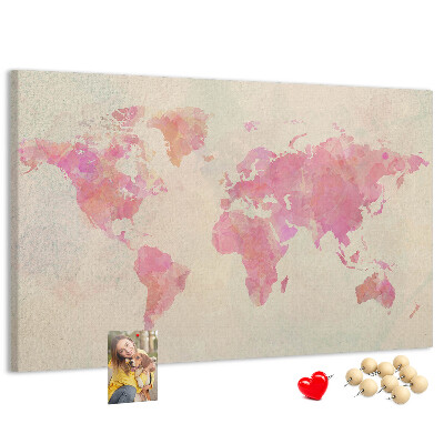 Tablica korkowa z nadrukiem Pastelowa mapa świata w akwarelowym stylu