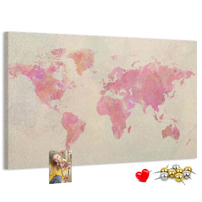 Tablica korkowa z nadrukiem Pastelowa mapa świata w akwarelowym stylu