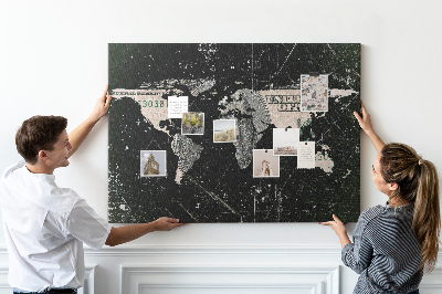 Tablica korkowa ozdobna Mapa świata na tle banknotu dolarowego