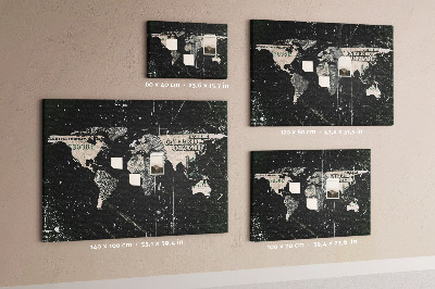 Tablica korkowa ozdobna Mapa świata na tle banknotu dolarowego