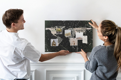 Tablica korkowa ozdobna Mapa świata na tle banknotu dolarowego